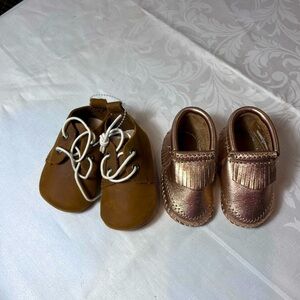 Piper Finn Low Top Oxford, Minnetonka Moccasins Rose Gold Both NWOT Size 3 & 1
